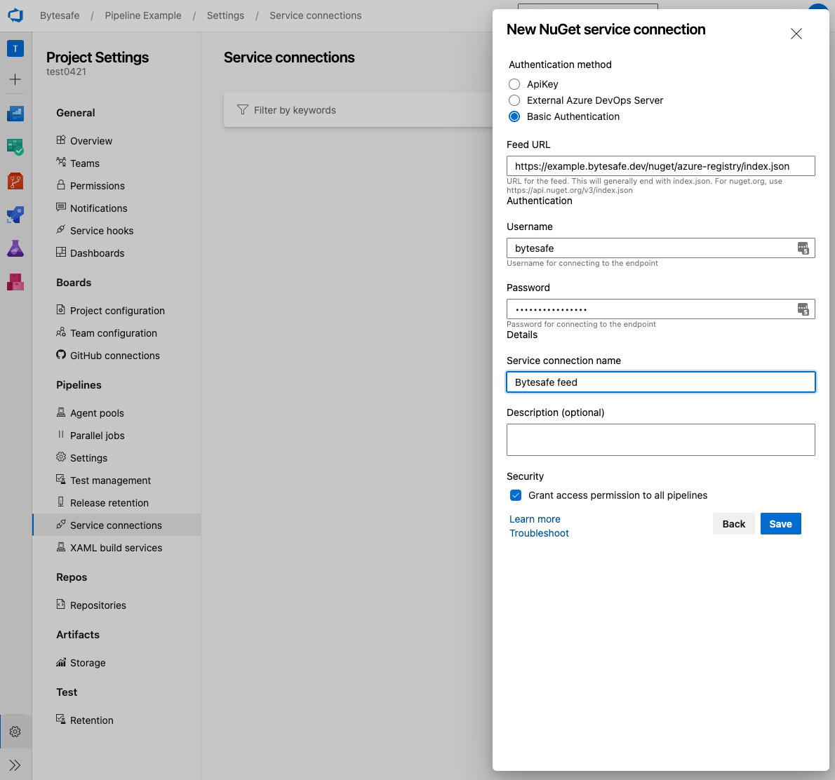 Add private NuGet feed in Azure DevOps Pipeline