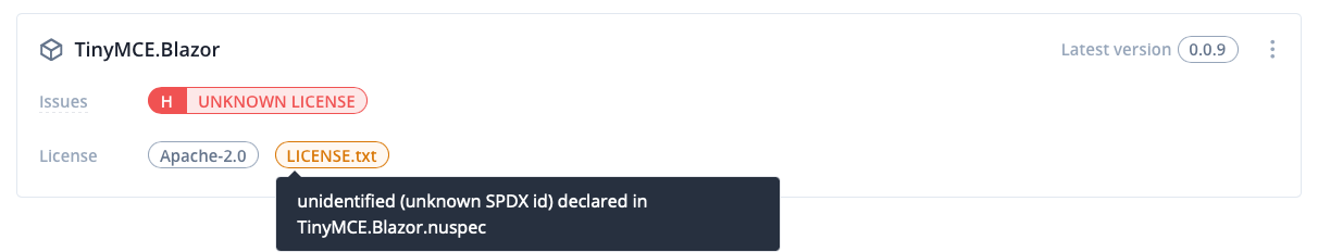 package custom license display
